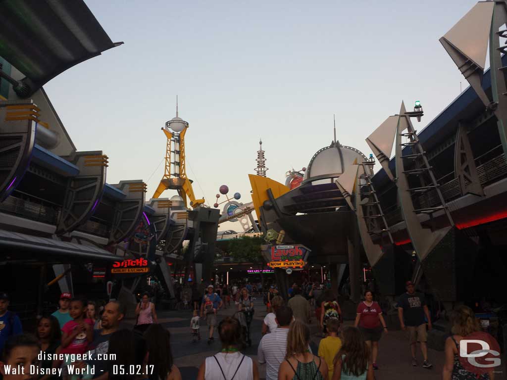 Heading to Tomorrowland to catch the 8:10 bus to Epcot.