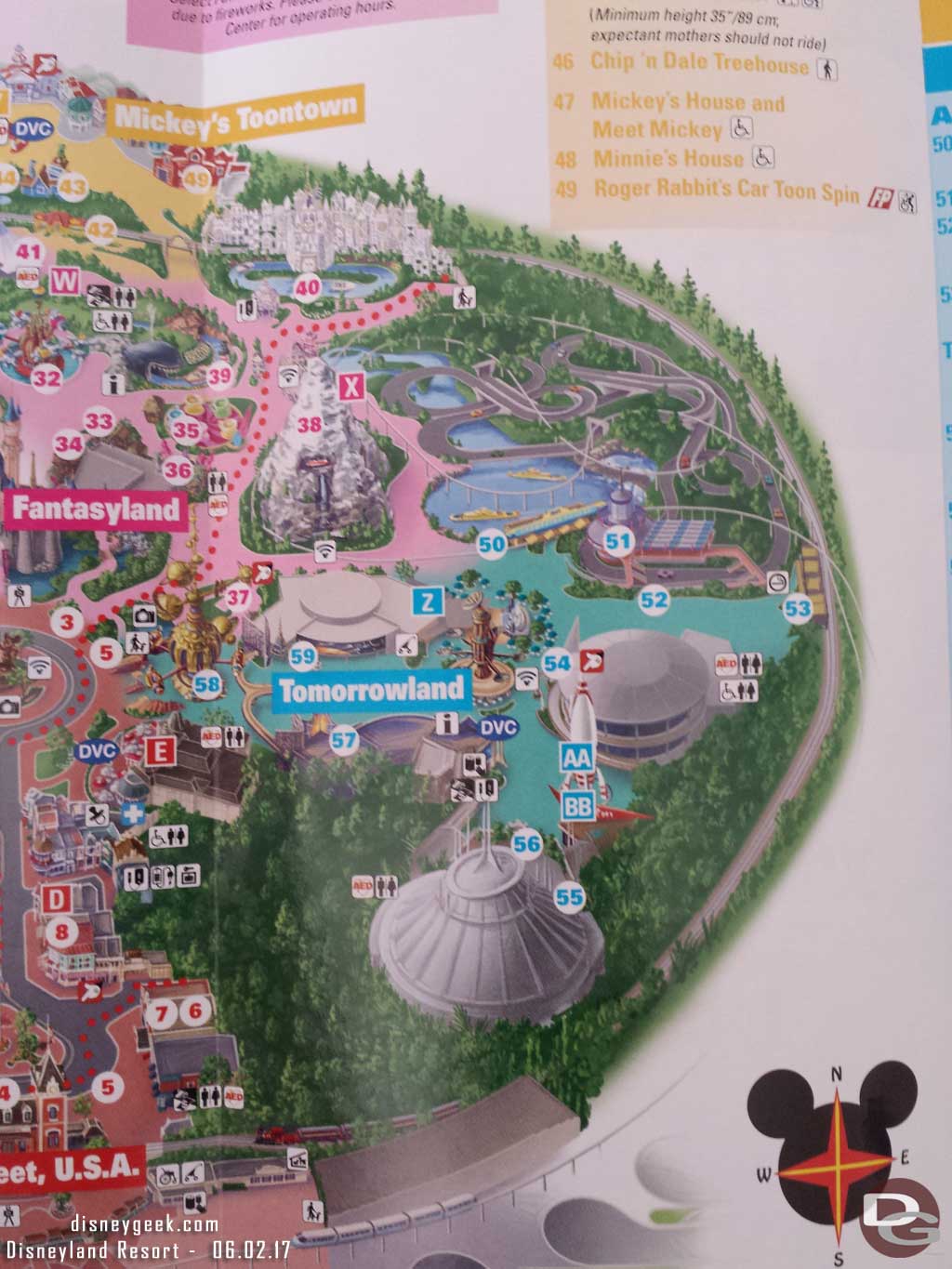 Disneyland Park Map as of June 2017