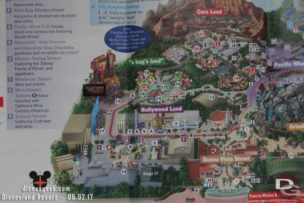Disney California Adventure Park Map as of June 2017
