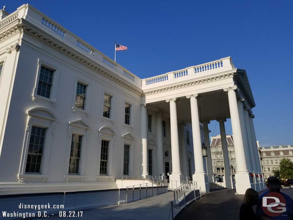Outside the North entrance to the White House