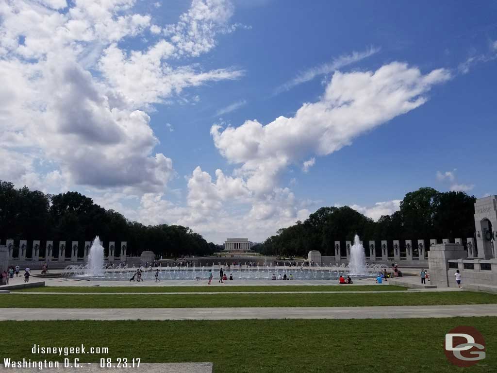 A wide look at the memorial.  There are 56 pillars, the 50 states, Washington DC and 5 US Territories 
