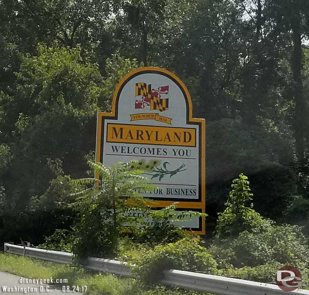 Entering Maryland.