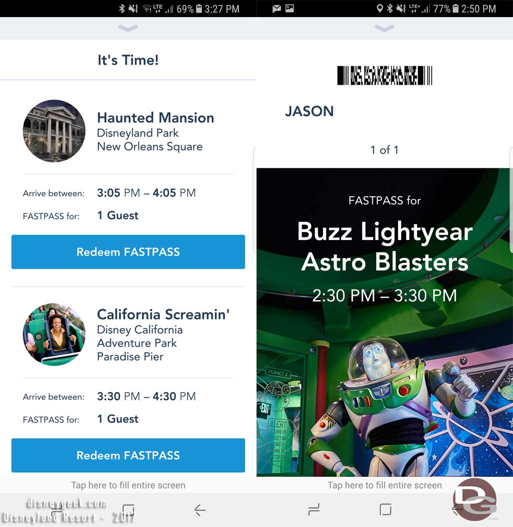 Disneyland MaxPass - Confirmation Screen