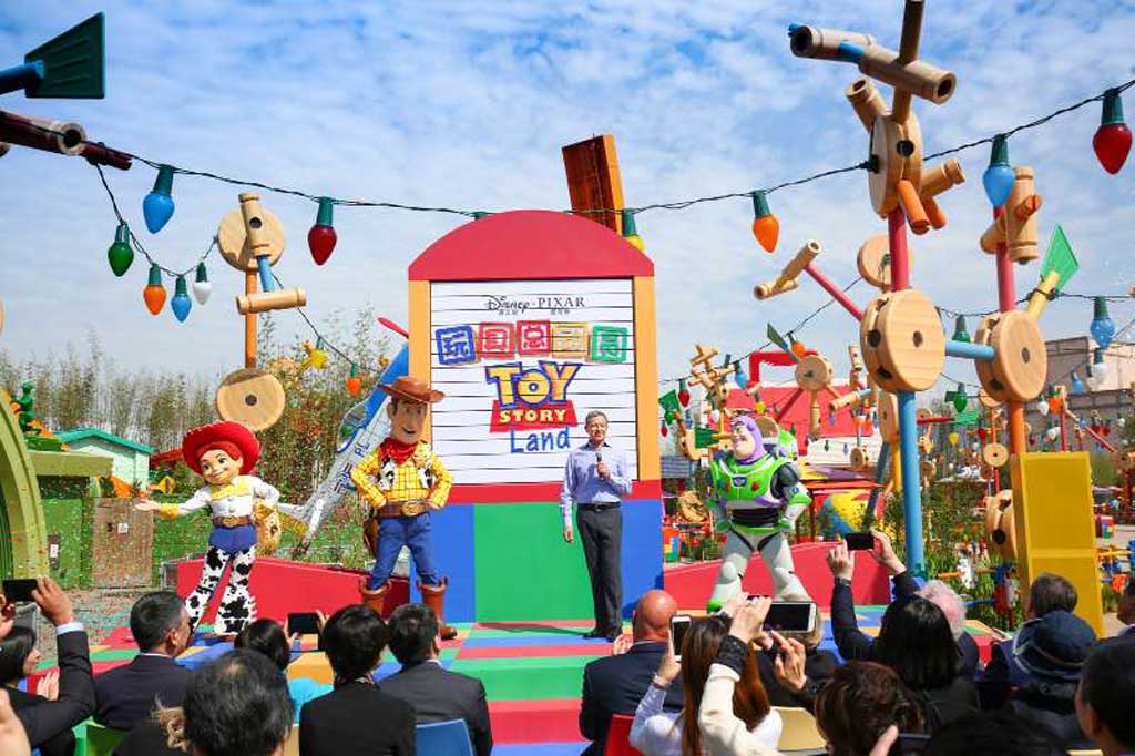 Bob Iger, chairman and CEO of The Walt Disney Company, welcomes guests to Shanghai Disneyland’s newest themed land with beloved Toy Story characters