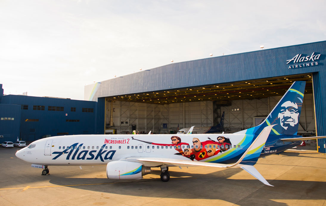 Alaska Airlines gets ‘animated’ with newly themed plane featuring artwork from Disney•Pixar’s Incredibles 2  