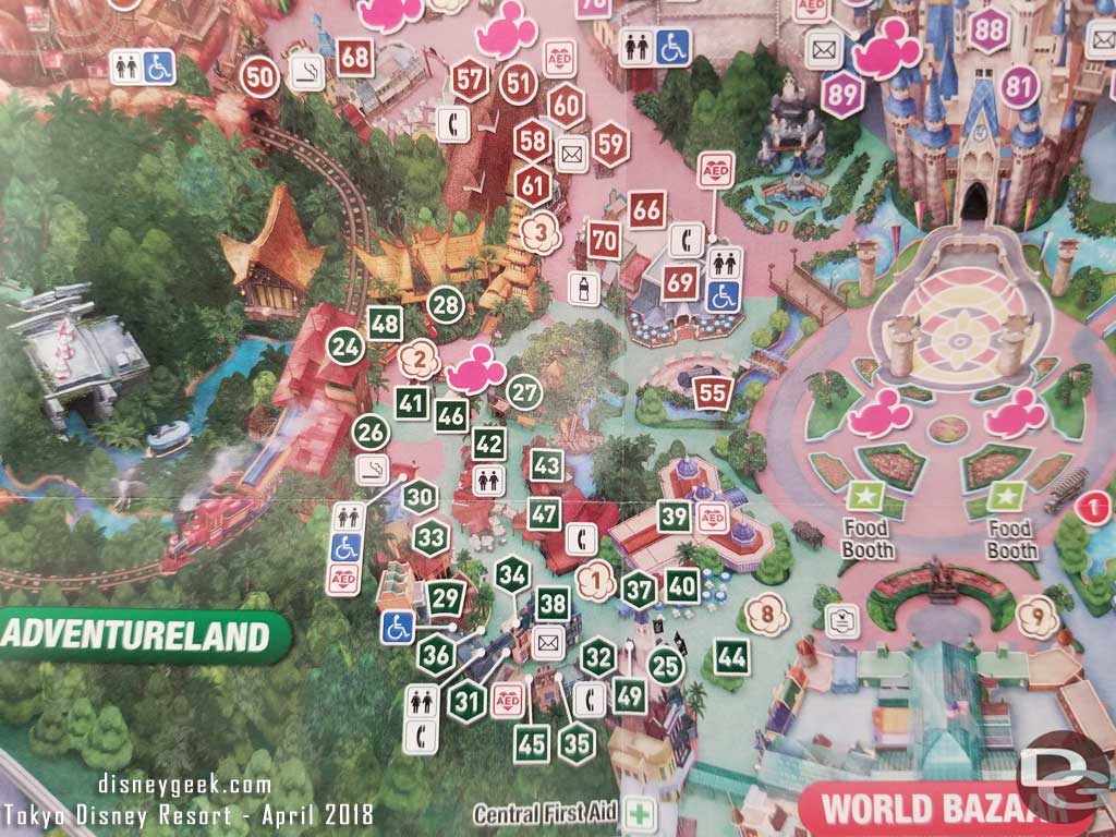 A look at the park map to see how the popcorn locations appear.