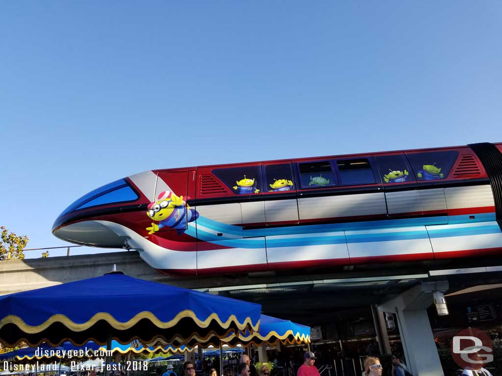 Toy Story - Little Green Men - Disneyland Monorail Red during Pixar Fest