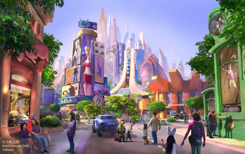 Artist concept of Shanghai Disneyland’s future “Zootopia” themed land