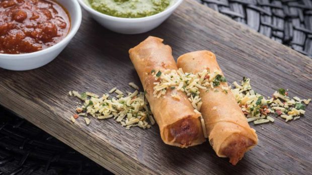 California Craft Beers - Pepperoni Pizza Egg Rolls with Marinara and Pesto Sauce