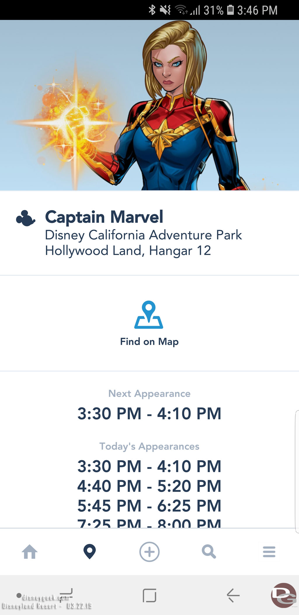 Captian Marvel Meet and Greeet in Hollywood Land at Disney California Adventure