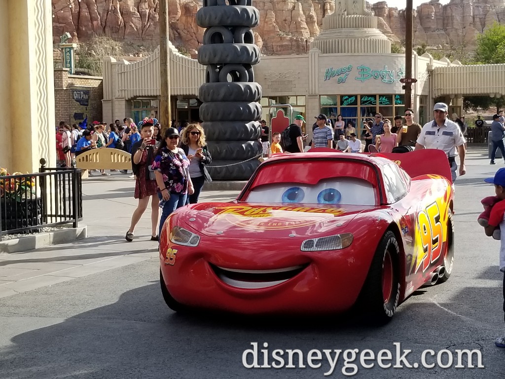 Lightning McQueen rolling through Cars 