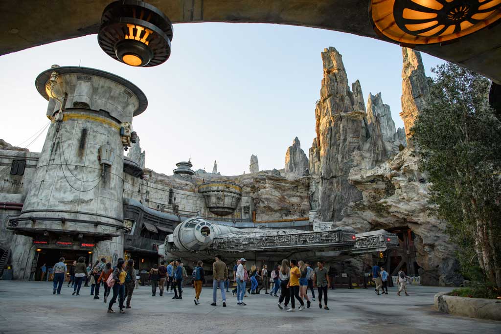 Star Wars: Galaxy's Edge at Disneyland Park in Anaheim, California, and at Disney's Hollywood Studios in Lake Buena Vista, Florida, is Disney's largest single-themed land expansion ever at 14-acres each, transporting guests to Black Spire Outpost, a village on the planet of Batuu. Guests will discover two signature attractions. Millennium Falcon: Smugglers Run (pictured), available opening day, and Star Wars: Rise of the Resistance, opening later this year. (Todd Wawrychuk/Disney Parks)
