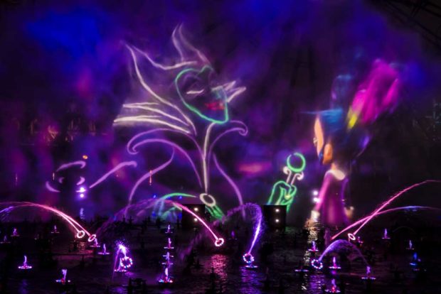 “Villainous!” is a new “World of Color” show, exclusive to the new separate ticket event, Oogie Boogie Bash – A Disney Halloween Party at Disney California Adventure Park, beginning Sept. 17, 2019, for 20 select nights. The show weaves a Halloween tale about a young girl named Shelley Marie who goes on an unforgettable journey exploring the villainous side of Disney characters. “Villainous!” shows guests that, deep down, there’s a little villain in all of us. Disneyland Resort is located in Anaheim, Calif. (Joshua Sudock/Disneyland Resort)