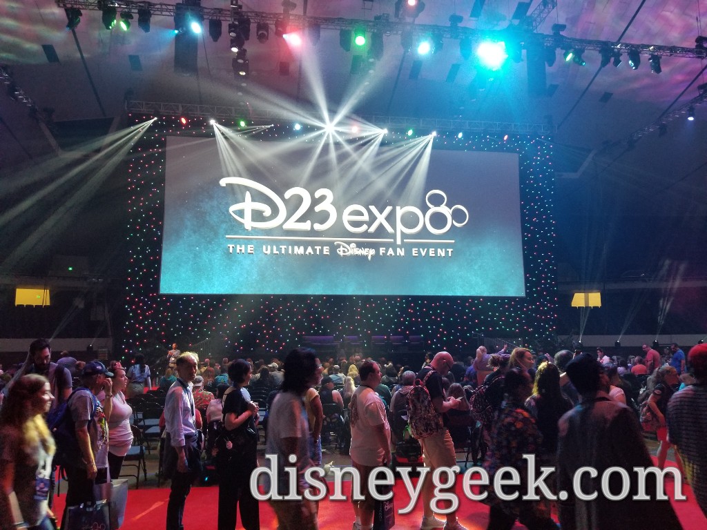 Guests filing in to fill up the D23 Arena for the Art of Disney Storytelling Presentation