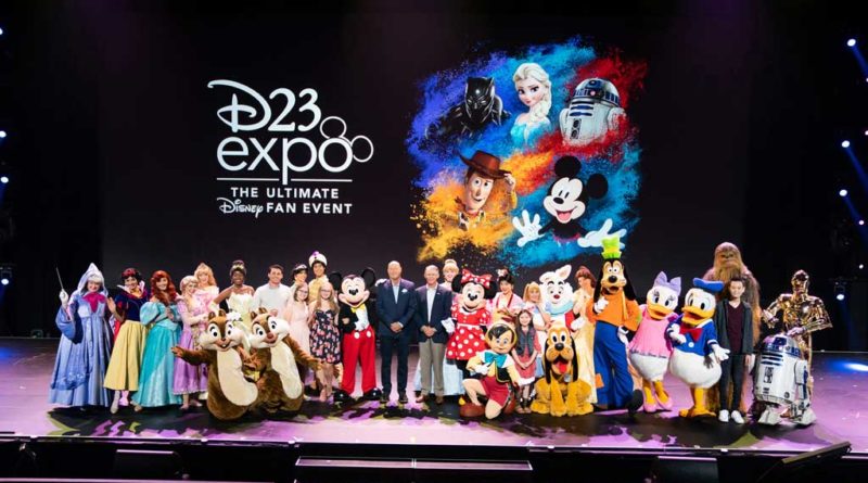 Disney Parks, Experiences and Products Chairman Bob Chapek (center left) was joined onstage by Make-A-Wish America President and CEO Richard Davis (center right) and several Wish kids whose lives have been touched by the power of a Disney wish, Aug. 25, 2019, at D23 Expo 2019 in Anaheim, Calif. Chapek debuted a heartwarming video demonstrating how some wishes are so powerful, they stay with you for a lifetime. (Paul Morse, photographer)