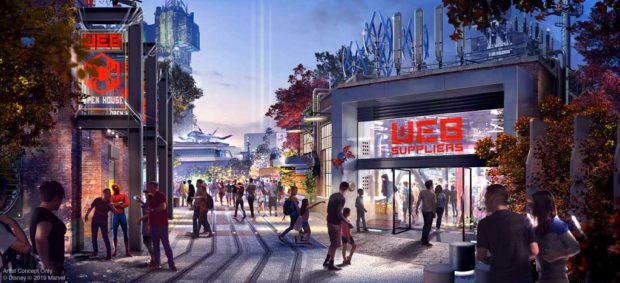 The Avengers Campus will open in 2020 at Disney California Adventure at Disneyland Resort, including the first Disney ride-through attraction to feature Spider-Man. The attraction will give guests a taste of what it’s like to have actual super powers as they sling webs to help Spider-Man collect Spider-Bots that have run amok. (Disney/Marvel)