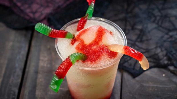 At Hollywood Lounge at Disney California Adventure Park, guests will find this My Bugs! My Bugs! beverage with limeade slush with grenadine and gummy worms. (David Nguyen/Disneyland Resort)