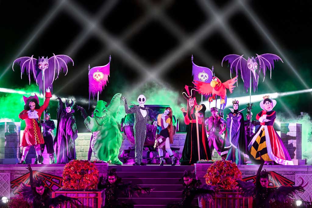 Hong Kong Disneyland - Halloween - Jack Skellington, Sally and some of Disney’s most formidable Villains will emerge from the shadows at the Castle Hub Stage for the brand-new “Jack Skellington’s Villainous Gathering.