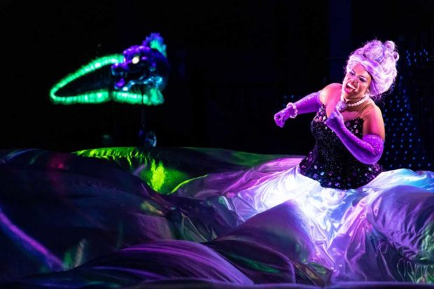 Hong Kong Disneyland - Halloween - Ursula’s colossal dress covers the entire stage and mimics underwater movement.