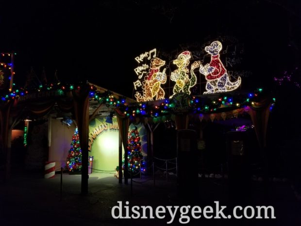 WDW Pictures & Video: Dinoland USA Christmas Decorations at Night - The