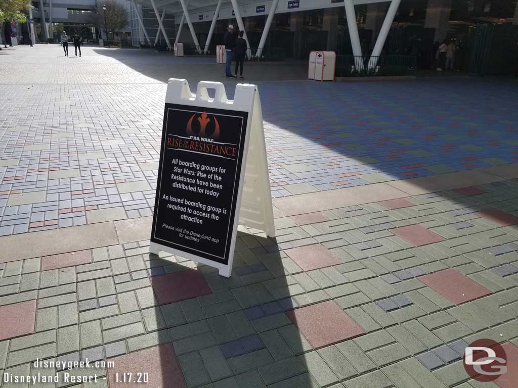 Disneyland has deployed A-Frames just like WDW.  Here is one in the tram plaza of the parking structures.  There were also ones at the escalators (I used the stairs so did not go that way)