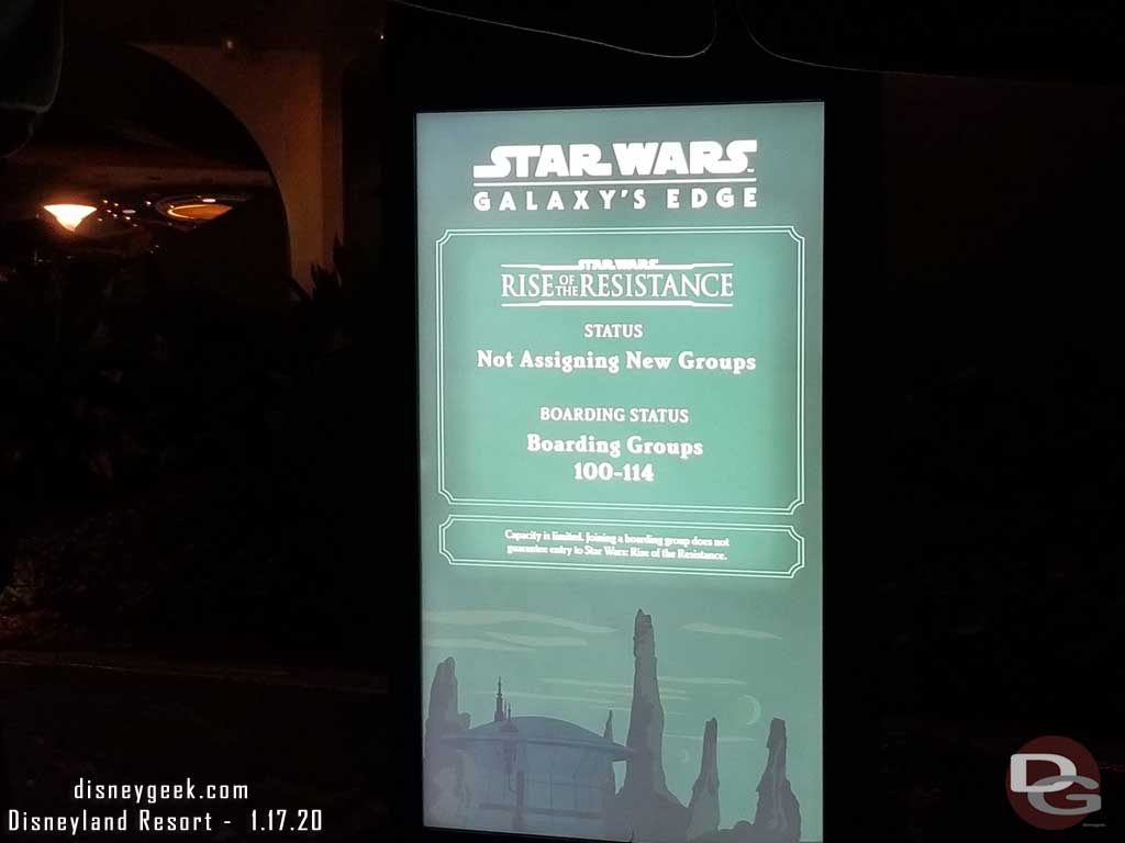 Another digital display near the guest relations podium in Tomorrowland