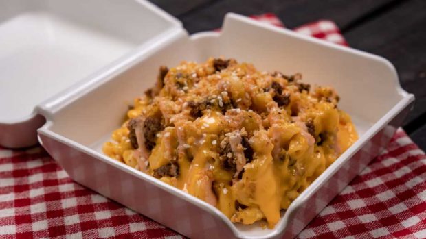 Impossible™ Cheeseburger mac & cheese with Impossible™ meat made from plants topped with special burger sauce.