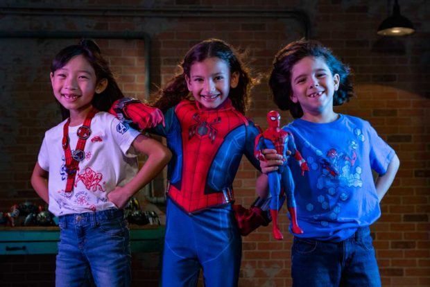 Young recruits who are looking to gear up for Super Hero training will find a variety of apparel items featuring the friendly neighborhood Spider-Man at WEB Suppliers inside Avengers Campus at Disney California Adventure Park in Anaheim, California. The kid’s Spider-Man costume (center) is exclusive to Avengers Campus. (David Roark/Disneyland Resort)