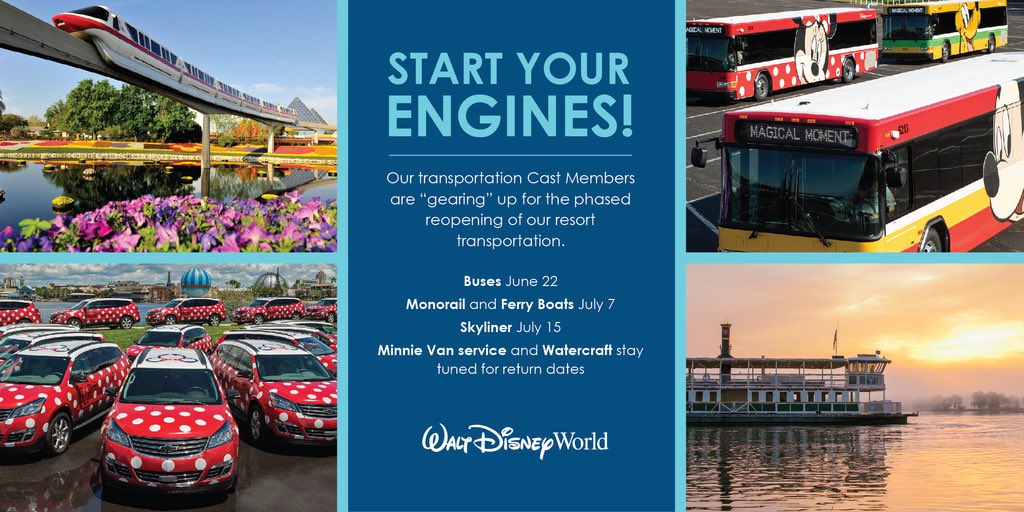 Walt Disney World Transportation Re-opening schedule