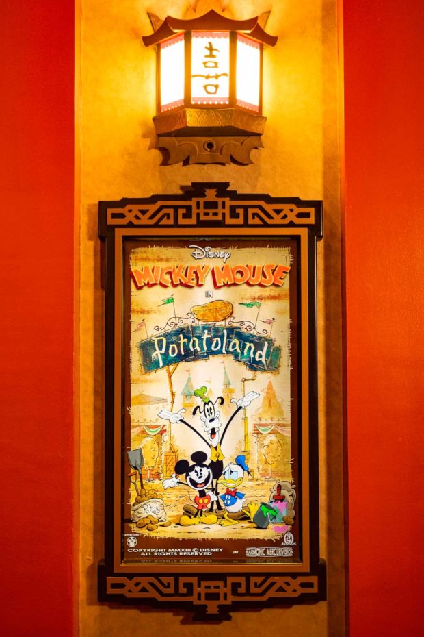 A poster for the “Mickey Mouse” cartoon short “Potatoland” was created by Disney Television Animation for Mickey & Minnie’s Runaway Railway, which opens March 4, 2020, in Disney’s Hollywood Studios at Walt Disney World Resort in Lake Buena Vista, Fla. “Potatoland” is one of several “Mickey Mouse” posters guests find in the lobby of the Chinese Theatre as they prepare to experience the new ride-through attraction featuring Mickey Mouse and Minnie Mouse. (Matt Stroshane, photographer)