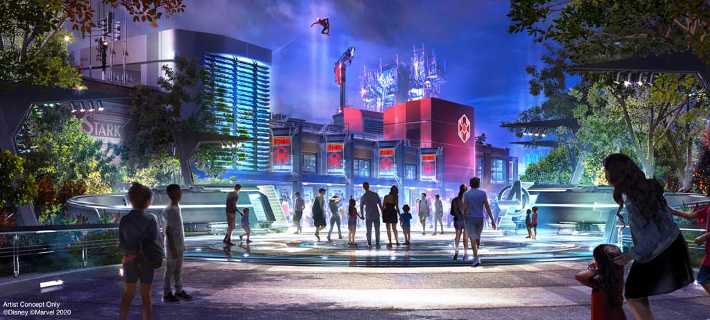 Avengers Campus is an entirely new land dedicated to discovering, recruiting and training the next generation of heroes, opening July 18, 2020, at Disney California Adventure Park in Anaheim, California. Guests have the chance to witness Spider-Man swinging into action high above Avengers Campus with gravity-defying, acrobatic feats never seen before in a Disney theme park. (Disneyland Resort)