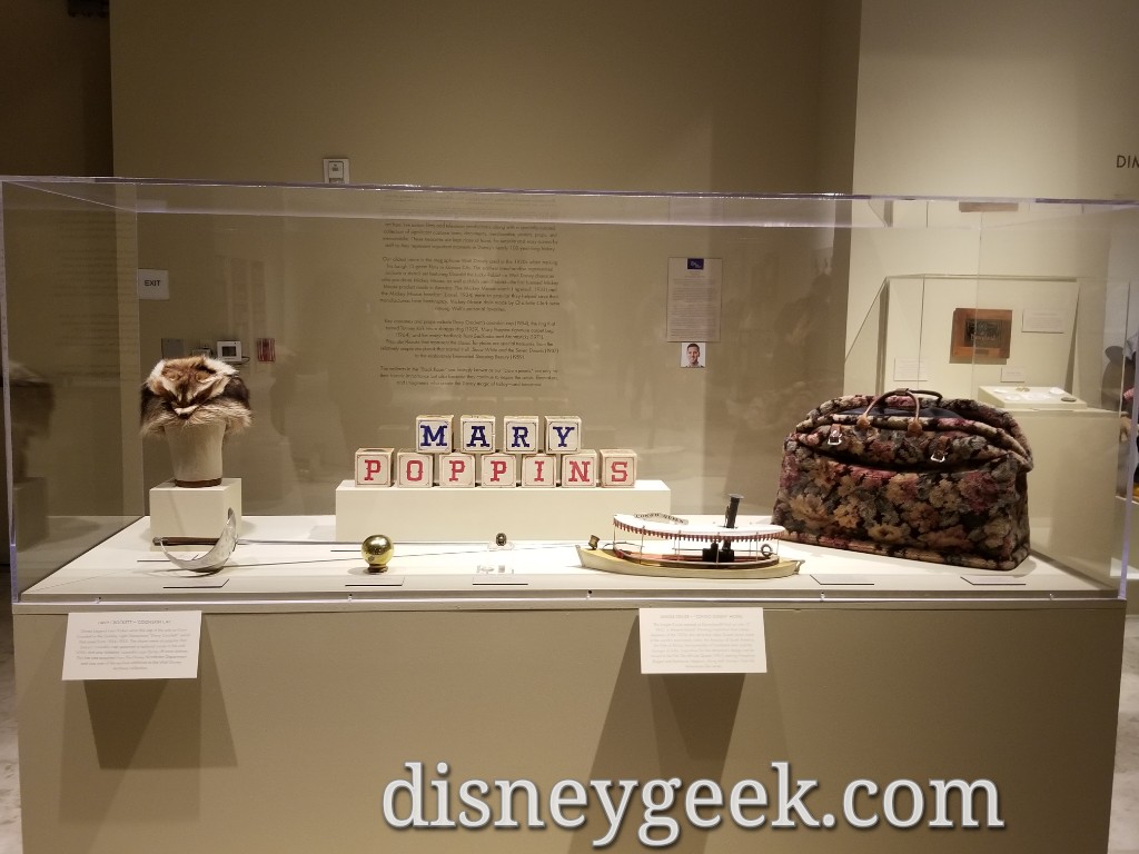 Props from several films including Davy Crockett's Coonskin Cap and blocks from Mary Poppins.