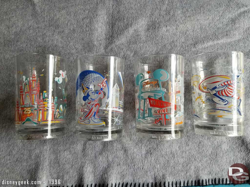 McDonalds Walt Disney World Remember The Magic 25th Anniversary Glasses Set of 4 
