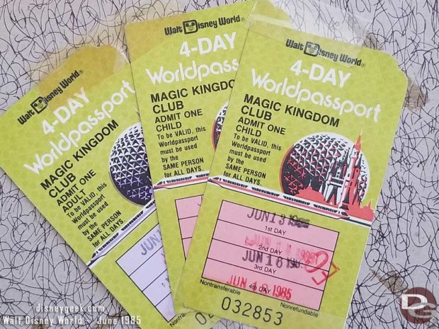 1985 - Walt Disney World - Magic Kingdom Club Tickets