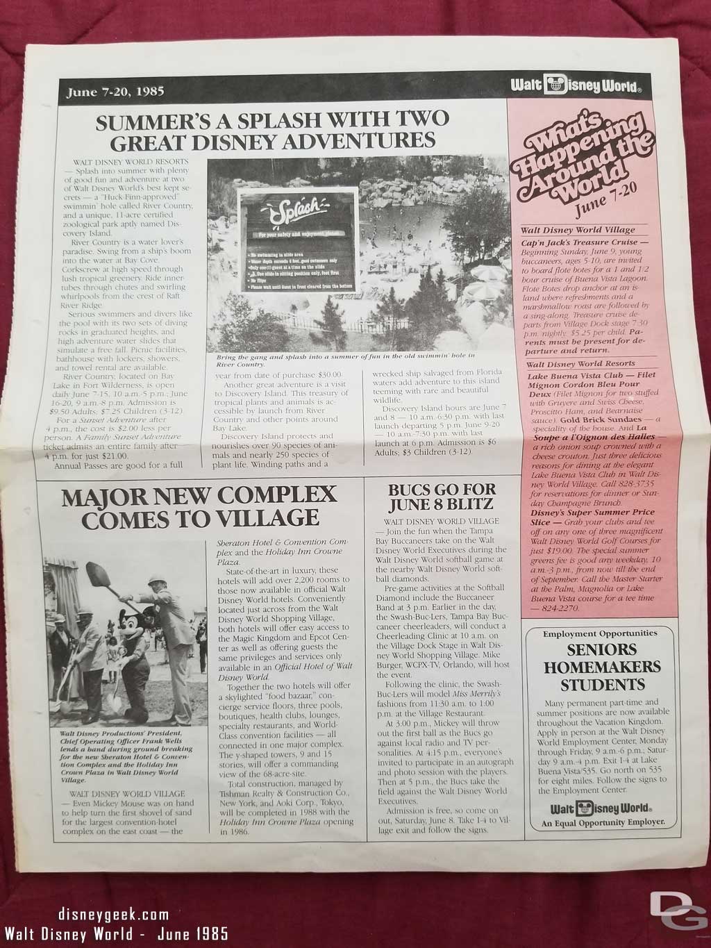 Walt Disney World News - June 7-21, 1985 Back Page