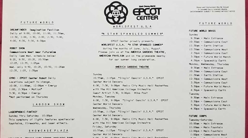 EPCOT Center Entertainment Program June 1985