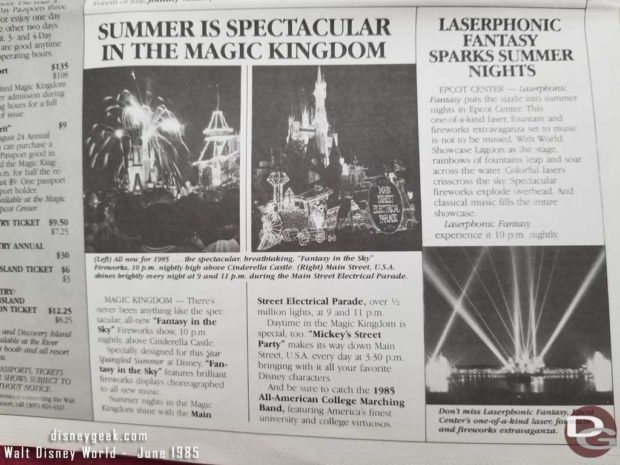 Walt Disney World News Publication for June 21-July 4, 1985