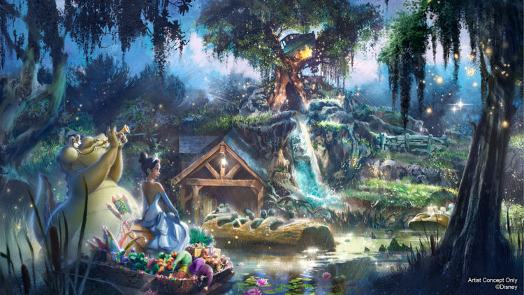Splash Mountain in Magic Kingdom Park at Walt Disney World Resort in Lake Buena Vista, Fla., will soon be completely reimagined, inspired by the animated Disney film “The Princess and the Frog.” Guests will join Princess Tiana and Louis on a musical adventure as they prepare for their first Mardi Gras performance, featuring some of the powerful music from the film. (Disney)