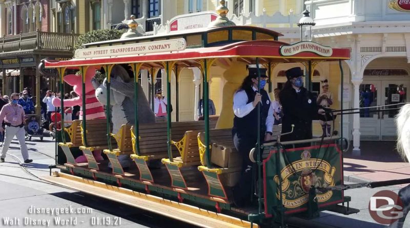 Winnie the Pooh Characters on Main Street Trolley in Magic Kingdom