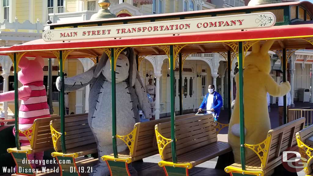 Winnie the Pooh Characters on Main Street Trolley in Magic Kingdom