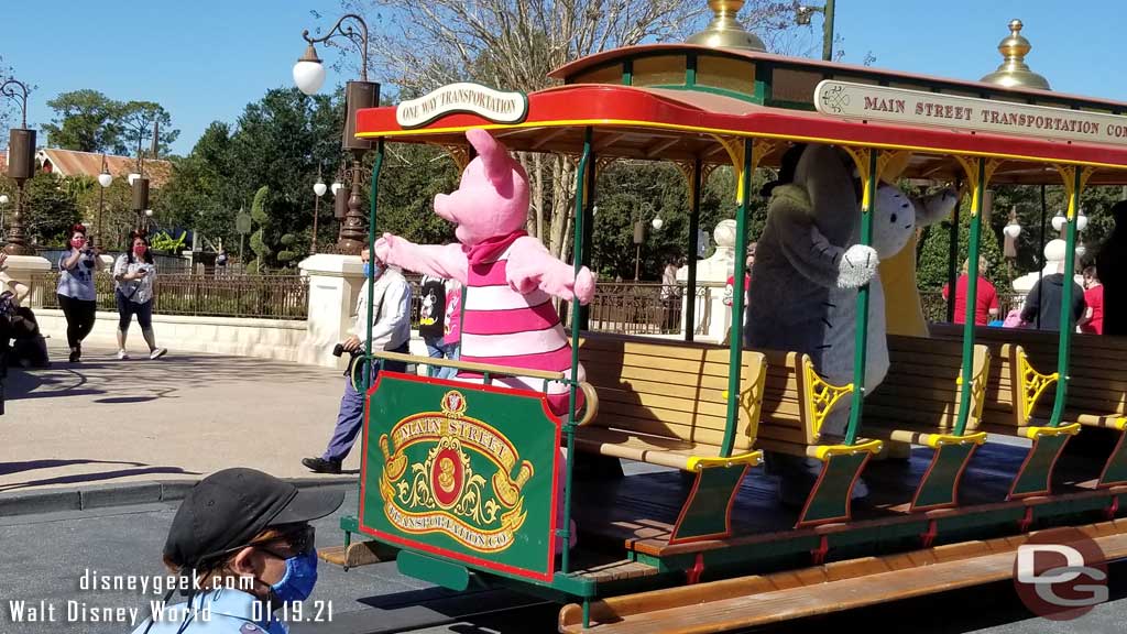Winnie the Pooh Characters on Main Street Trolley in Magic Kingdom