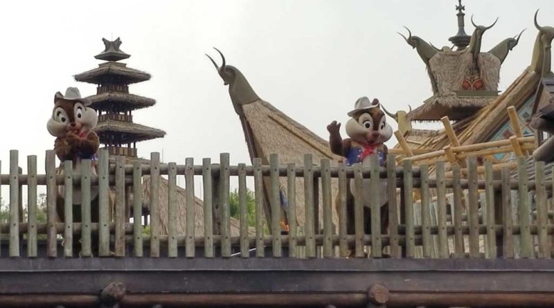 Chip and Dale Greeting Guests in Frontierland