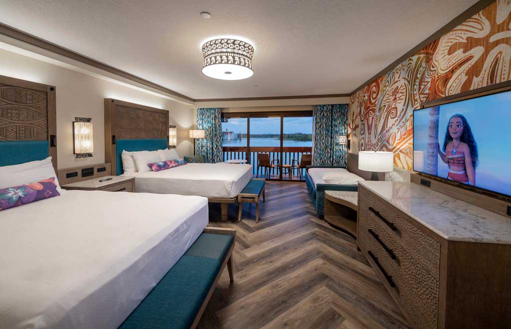 Reimagined guest rooms inside Disney’s Polynesian Village Resort at Walt Disney World Resort in Lake Buena Vista, Fla., feature details, patterns and textures from the hit Walt Disney Animation Studios film “Moana,” including characters and other references to the story. The resort, part of the Disney Resorts Collection at Walt Disney World, is now accepting bookings for late July 2021