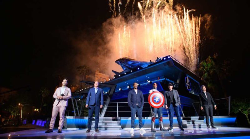 Super Heroes assembled to celebrate the momentous dedication of Avengers Campus June 2, 2021, in an epic ceremony at Disney California Adventure Park in Anaheim, California. Disney CEO Bob Chapek was joined in front of Avengers Headquarters near the shining Quinjet by Disney Parks, Experiences and Products Chairman Josh DÕAmaro and Marvel Studios President/Marvel Chief Creative Officer Kevin Feige, along with Paul Rudd, star of the ÒAnt-ManÓ films, and Anthony Mackie from the hit Disney+ series ÒThe Falcon and the Winter Soldier.Ó Teaming up with Iron Man, Spider-Man, Captain America, Captain Marvel, Black Panther and more, they together unveiled the new land, which opens to the public at the Disneyland Resort on June 4, 2021. (Richard Harbaugh/Disneyland Resort)