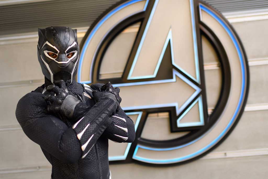 When trouble ensues at Avengers Campus at Disney California Adventure Park, out of nowhere Earth’s Mightiest Heroes arrive to save the day. Guests may see Black Panther, Black Widow or Captain America spring into action, heading off the threat from these foes. (Richard Harbaugh/Disneyland Resort)