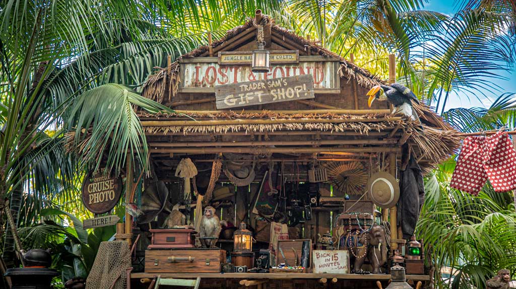 Alberta Falls asked her longtime friend Trader Sam to run the Lost & Found location, which now looks more like a Gift Shop at the world-famous Jungle Cruise at Disneyland Park. Officially reopening on July 16, 2021, Jungle Cruise will offer new adventures, an expanded storyline and more humor as skippers take guests on a tongue-in-cheek journey along some of the most remote rivers around the world. The new creative concept is original to Walt Disney Imagineering, just like the classic attraction itself. (Christian Thompson/Disneyland Resort)