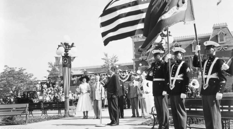 OPENING DAY DEDICATION (1955) -Ð Walt Disney reads the Disneyland dedication plaque before a national television audience; ÒTo all who come to this happy place - welcomeÉÓ