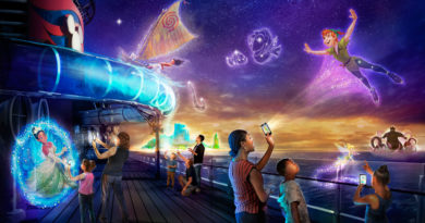 Guests aboard the Disney Wish will unlock the ship’s hidden magic during Disney Uncharted Adventure, a first-of-its-kind interactive experience. Using innovative technology like augmented reality and physical effects, Disney Uncharted Adventure will take classic Disney storytelling into an all-new realm of immersive family fun as guests embark on a multidimensional voyage into the worlds of Moana, Tiana, Peter Pan, Nemo and more. (Disney)