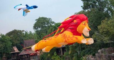 New daytime entertainment is stirring at Disney’s Animal Kingdom Theme Park, as “Disney KiteTails” comes alive several times daily beginning Oct. 1, 2021, at Walt Disney World Resort in Lake Buena Vista, Fla. Performers fly windcatchers and kites of all shapes and sizes, while out on the water elaborate three-dimensional kites – some stretching to 30 feet long – depict Disney animal friends, including Simba, Zazu, Baloo and King Louie. These colorful creations dance through the sky to the beat of favorite Disney songs in an uplifting, vibrant experience for the whole family. (David Roark, photographer)