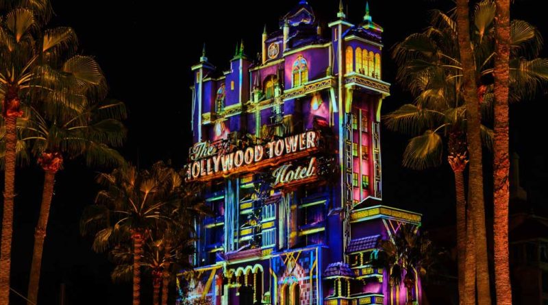 The Hollywood Tower Hotel is awash in a brilliance evoking the golden age of imagination and adventure when it transforms into a Beacon of Magic at Disney’s Hollywood Studios at Walt Disney World Resort in Lake Buena Vista, Florida, as part of the resorts 50th anniversary celebration. (Todd Anderson, photographer)